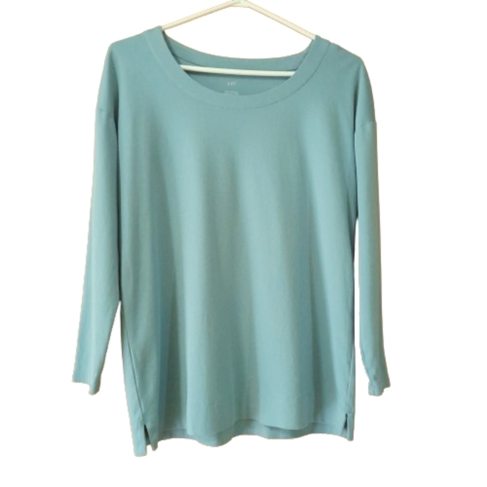 J. Jill Simply Supima Cotton Tunic XS Petite Teal Cotton PXS Scoop Neck